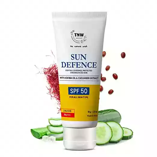 TNW-THE NATURAL WASH Sun Defence Sunscreen SPF 50 PA++ UVA/UVB Clinically Approved | Lightweight Quick Absorb Sun Protection Cream